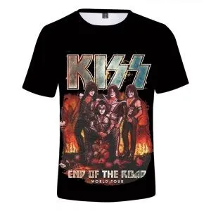 Футболка с принтом KISS. Полиэстер. Размер S.