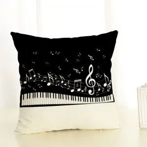 Чехол на декоративную подушку 594213899636/10 Скрипичный ключ, клавиши, ноты. Размер 45 х 45 